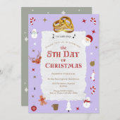 Niedlicher 5. Weihnachtsfeiertag Fünf Goldene Ring Einladung (Vorne/Hinten)