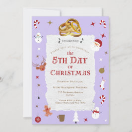 Niedlicher 5. Weihnachtsfeiertag Fünf Goldene Ring Einladung