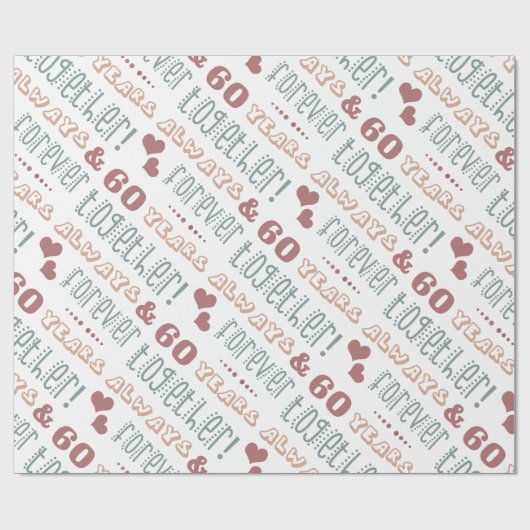 Niedlicher 60. Hochzeitstag Geschenkpapier (Flach)
