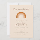 Niedlicher 70er Regenbogen Neutral Terracotta Kind Einladung (Vorderseite)