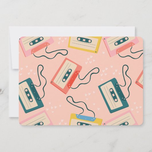 Niedlicher 80er-Jahre-Abschluss für rosa Kassetten Einladung (Rückseite)
