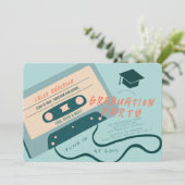 Niedlicher 80er Jahre Blue Cassette Tape Music Abs Einladung (Stehend Vorderseite)
