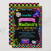 Niedlicher 80er Party - Einladung zum Geburtstag (Vorne/Hinten)