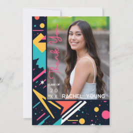 Niedlicher 80er Retro Bright Abschluss Dankeskarte