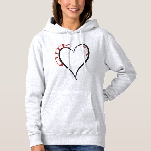 Niedlicher, aber Psycho Black Heart Red Schriftart Hoodie (Vorderseite)