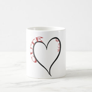 Niedlicher, aber Psycho Black Heart Red Schriftart Kaffeetasse