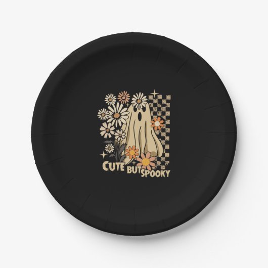 Niedlicher, aber Spooky Funny Floral Halloween Gho Pappteller (Vorderseite)