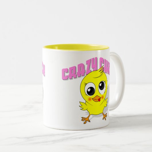 Niedlicher, aber verrückter Küken Zweifarbige Tasse (VorderseiteRechts)