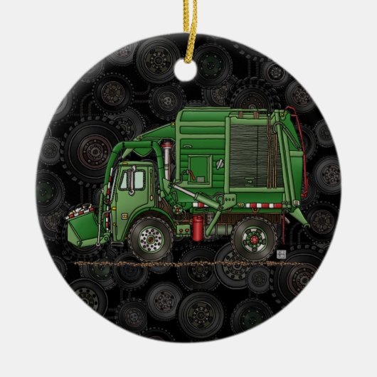 Niedlicher Abfall-LKW-Abfall-LKW Keramik Ornament (Vorne)