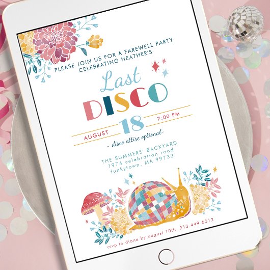 Niedlicher Abschied vom letzten Disco 70er Thema a Einladung