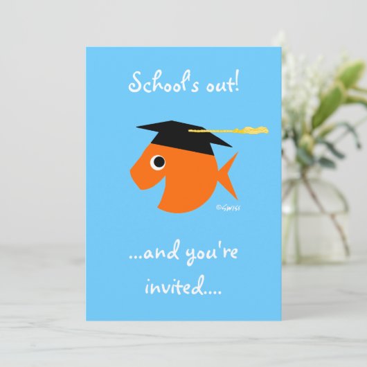 Niedlicher Abschluss Beach oder Pool Party Türkis Einladung (Stehend Vorderseite)