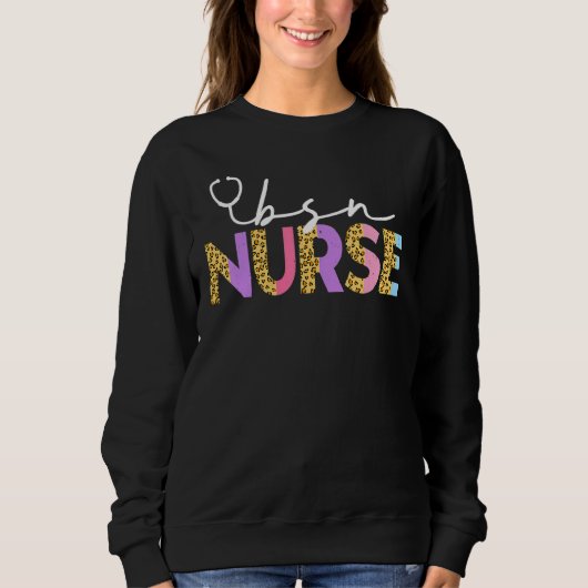 Niedlicher Abschluss von Bsn Nurse Rn Leopard Bach Sweatshirt (Vorderseite)