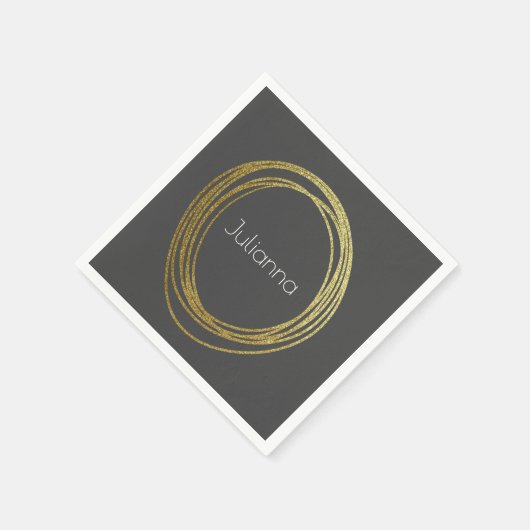 Niedlicher Abstrakter Glitzer Personalisiert Black Serviette (Ecke)