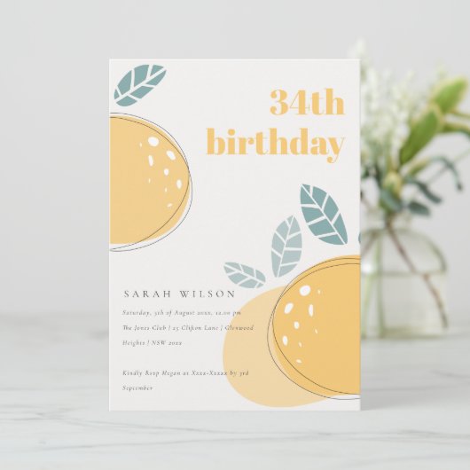 Niedlicher Abstrakter Lemon Frucht fett jedes Alte Einladung (Stehend Vorderseite)