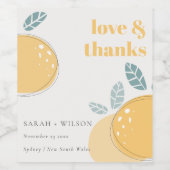 Niedlicher Abstrakter Lemon Fruity Bold Wedding Da Weinetikett (Einzelnes Label)