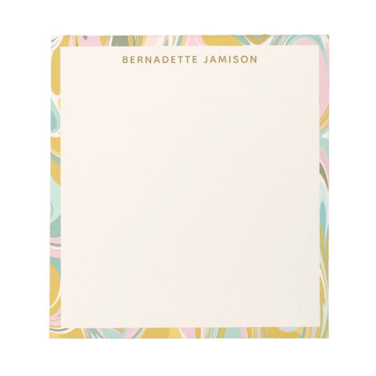 Niedlicher Abstrakter Marmor Swirl Pink Gold Perso Notizblock (Vorderseite)