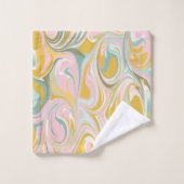 Niedlicher Abstrakter Marmorwirbel in erdfarbenem Badhandtuch Set (Waschlappen)