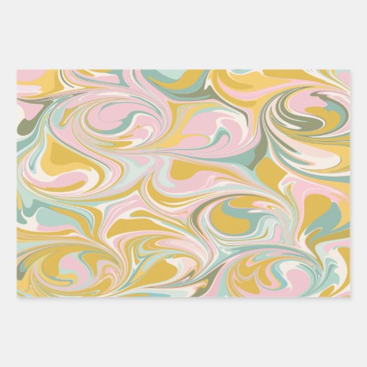 Niedlicher Abstrakter Marmorwirbel in erdfarbenem Geschenkpapier Set (Vorderseite 2)