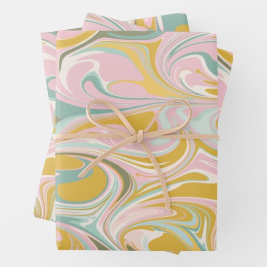 Niedlicher Abstrakter Marmorwirbel in erdfarbenem Geschenkpapier Set (Beispiel)