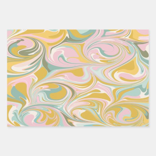 Niedlicher Abstrakter Marmorwirbel in erdfarbenem Geschenkpapier Set (Vorderseite)