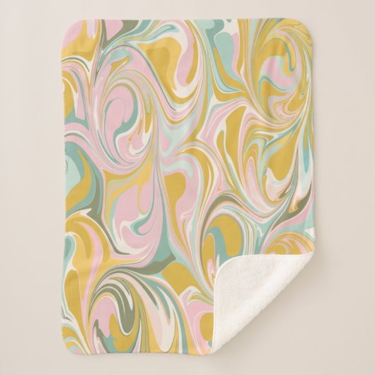 Niedlicher Abstrakter Marmorwirbel in erdfarbenem  Sherpadecke (Vorderseite)