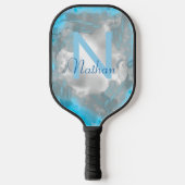 Niedlicher Abstrakter Name des blauen Baby Monogra Pickleball Schläger (Vorderseite)