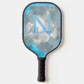 Niedlicher Abstrakter Name des blauen Baby Monogra Pickleball Schläger (Rückseite)