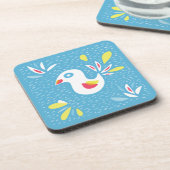 Niedlicher abstrakter Vogel im Frühling Getränkeuntersetzer (Linke Seite)
