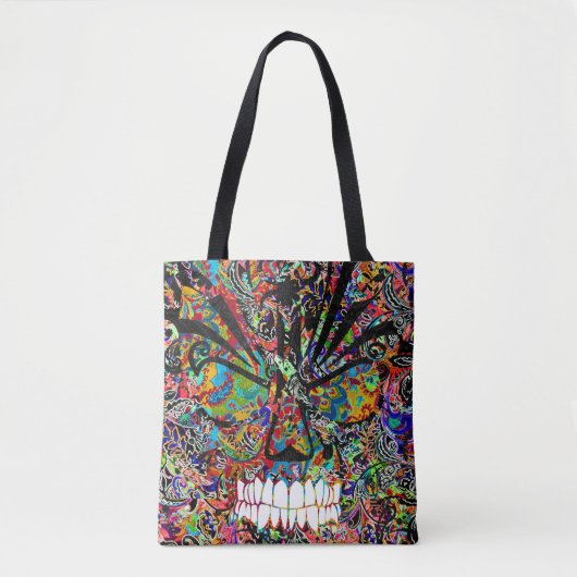 Niedlicher, abstrakter, wütender Schädel Tasche (Vorderseite)