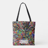Niedlicher, abstrakter, wütender Schädel Tasche (Rückseite)