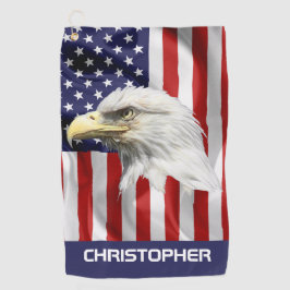 Niedlicher Adler, die amerikanische Flagge, Patrio Golfhandtuch