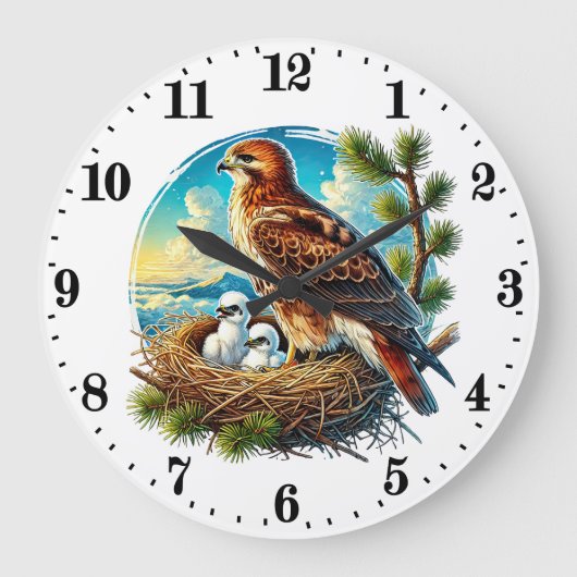 Niedlicher Adlervogel Große Wanduhr (Vorderseite)