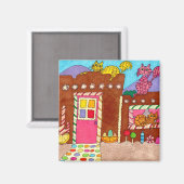 Niedlicher Adobe Gingerbrett House Cats Kühlschran Magnet (Vorderseite/Rückseite)