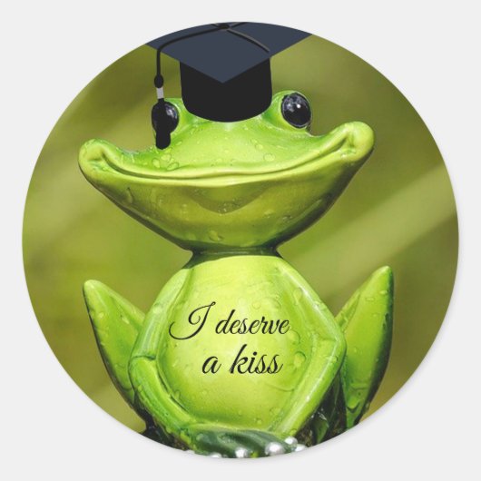 Niedlicher Adorable Frog, Graduierungskappe Runder Aufkleber (Vorderseite)
