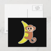 niedlicher Affe auf Banane Postkarte (Vorne/Hinten)
