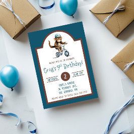 Niedlicher Affe auf einer Bicycle Birthday Party Einladung