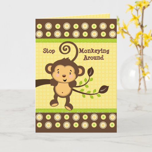 Niedlicher Affe auf Karte (Gelbe Blume)