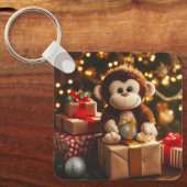Niedlicher Affe auf Weihnachtsgeschenk Schlüsselanhänger (Vorderseite)