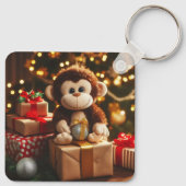 Niedlicher Affe auf Weihnachtsgeschenk Schlüsselanhänger (Rückseite)