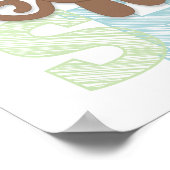 Niedlicher Affe; Blue & Green Baby Dusche Poster (Ecke)