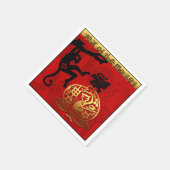 Niedlicher Affe Chinesisches Jahr Zodiac Birthday Serviette (Ecke)
