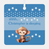 Niedlicher Affe, der Name wird hinzugefügt, schläf Ornament Aus Metall (Vorderseite)