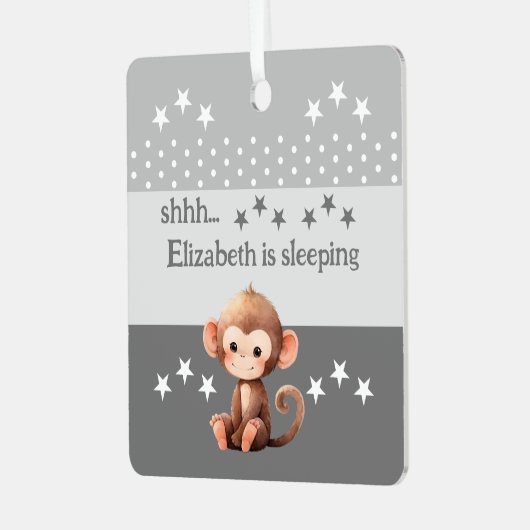 Niedlicher Affe, der Name wird hinzugefügt, schläf Ornament Aus Metall (Vorderseite links)