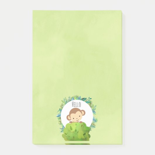 Niedlicher Affe, der von hinter Bush herbeiwindet Post-it Klebezettel (Vorderseite)