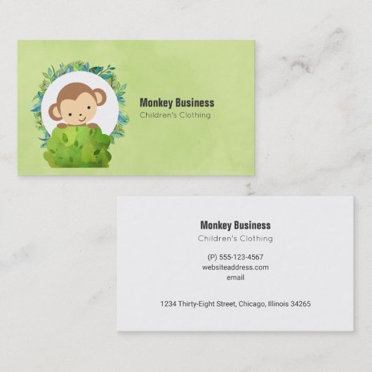 Niedlicher Affe, der von hinter Bush herbeiwindet Visitenkarte (Vorne/Hinten)