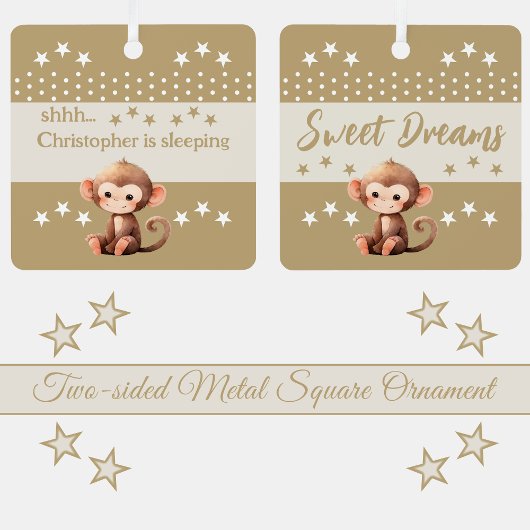 Niedlicher Affe, deren Name hinzugefügt wird, schl Ornament Aus Metall