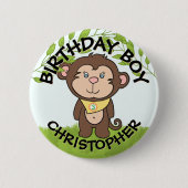 Niedlicher Affe Geburtstag Button (Vorderseite)