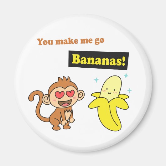 Niedlicher Affe Go Bananas Magnet (Vorne)