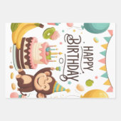 Niedlicher Affe Happy Birthday Party Cake Geschenkpapier Set (Vorderseite 2)