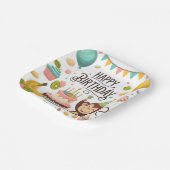 Niedlicher Affe Happy Birthday Party Cake Pappteller (Gewinkelt)